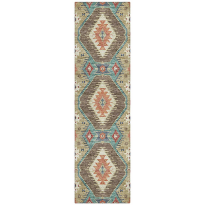 Start2Finish Machine Washable Khaki Chantille Indoor/Outdoor Runner Rug, 2&