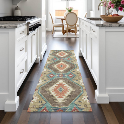 Start2Finish khaki indoor/outdoor chantille runner rug, machine washable, 2&
