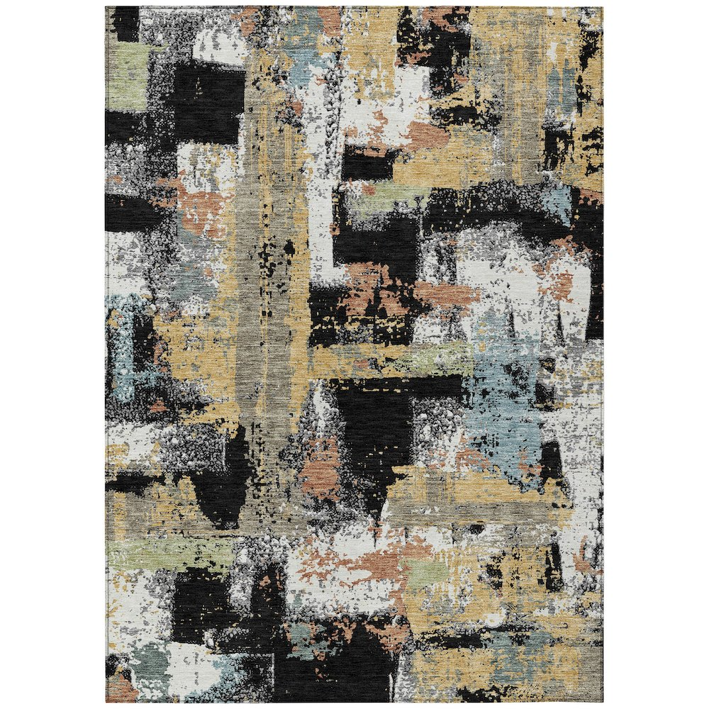 Machine washable Start2Finish indoor/outdoor black Chantille rug, 5&