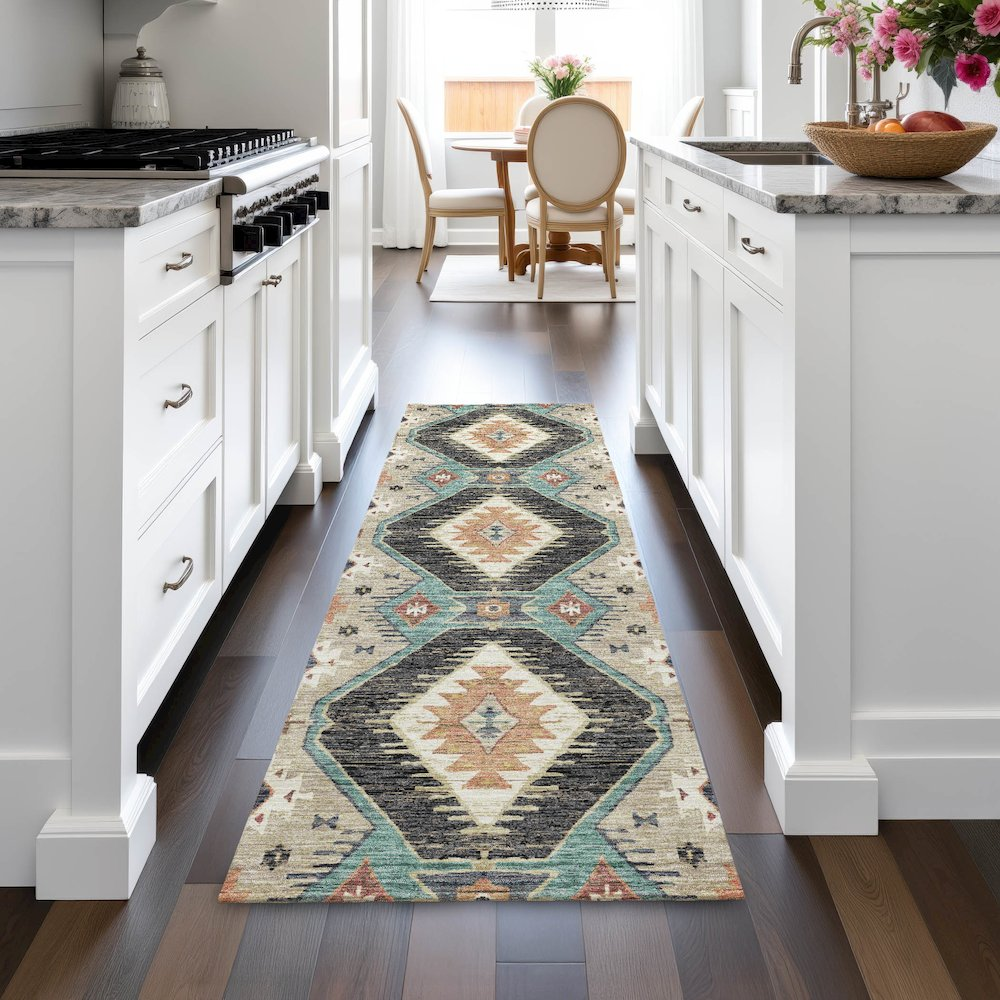 Start2Finish black indoor/outdoor chantille runner rug, 2&