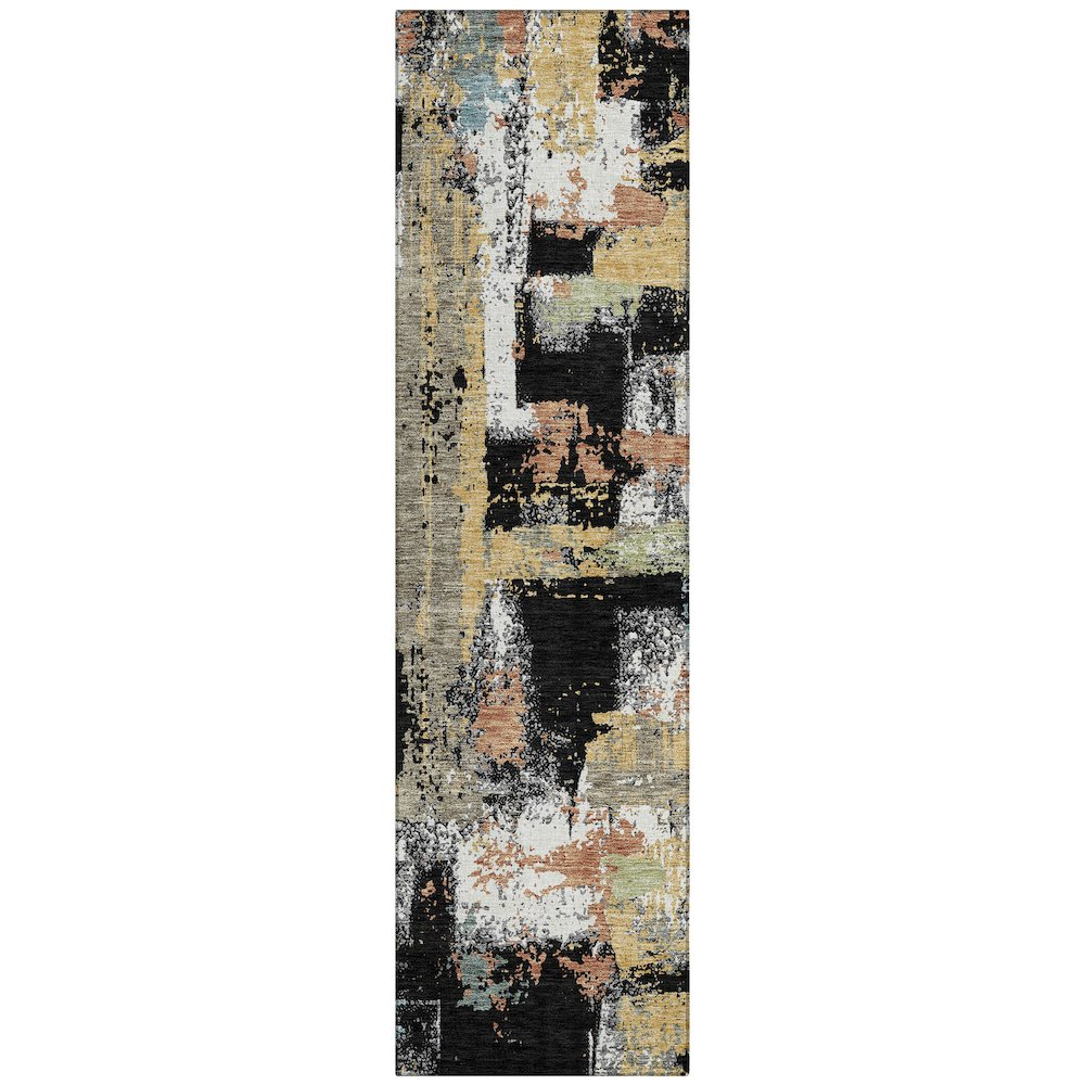 Start2Finish black indoor/outdoor chantille runner rug, machine washable, 2&