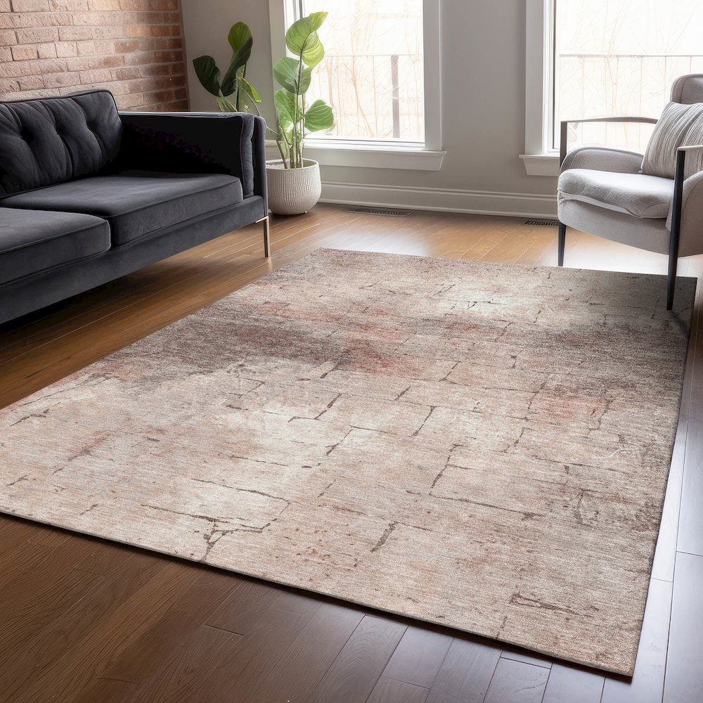 Start2Finish indoor/outdoor Chantille ACN2215 coral rug, machine washable 5&