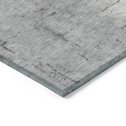 Gray start2finish indoor/outdoor chantille runner rug, machine washable, 2&