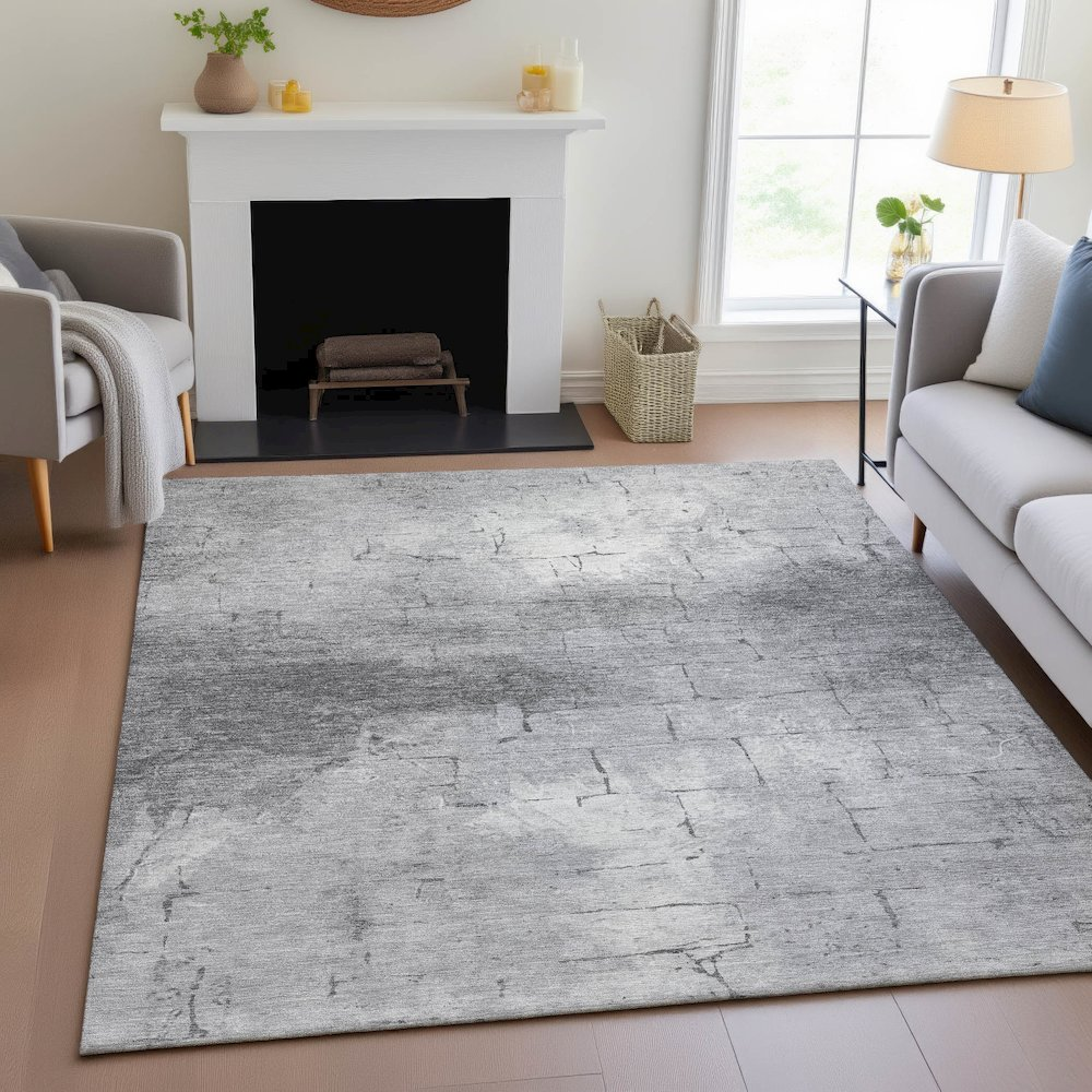 Gray indoor/outdoor chantille rug by Start2Finish, 5&