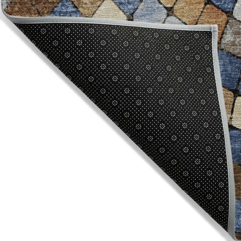 Start2Finish denim indoor/outdoor Chantille ACN2216 8x10 rug with machine washable, textured woven pattern in blue and beige tones.