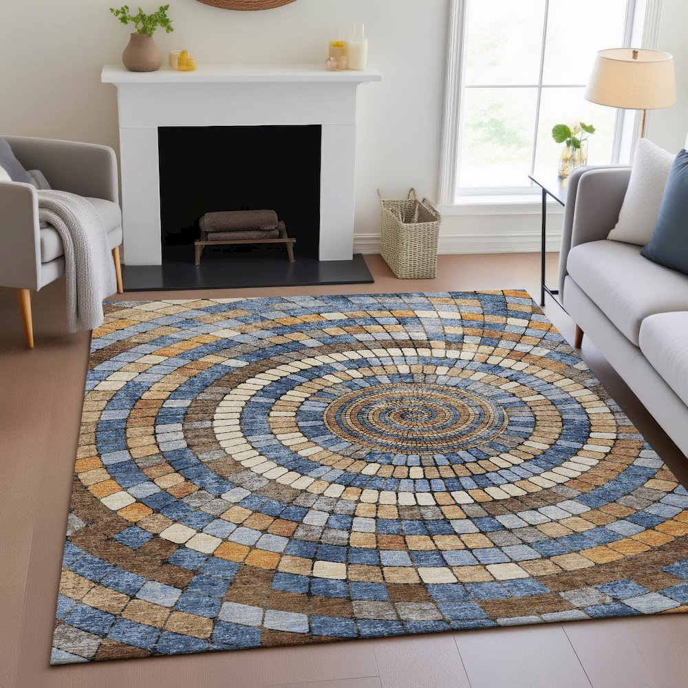 Machine washable indoor/outdoor denim rug by Start2Finish, 8&