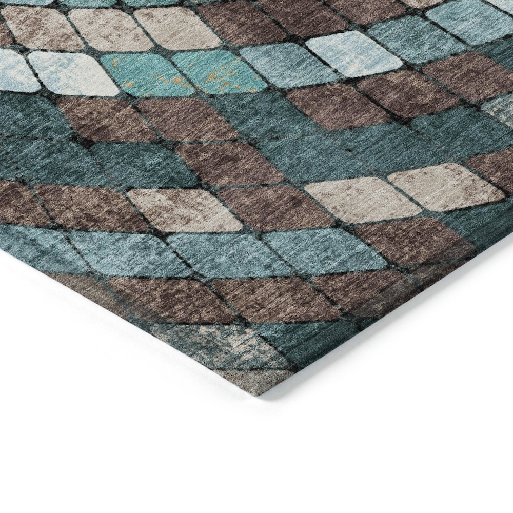 Start2Finish teal indoor/outdoor Chantille ACN2216 8x10 rug, machine washable, with intricate pattern and plush texture.