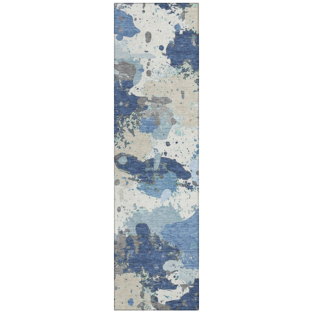Machine washable indoor/outdoor Chantille ACN2217 denim runner rug, 2&