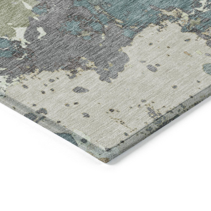 Start2Finish seafoam indoor/outdoor Chantille ACN2217 rug, 10x14 feet, machine washable, with a textured, patterned design.