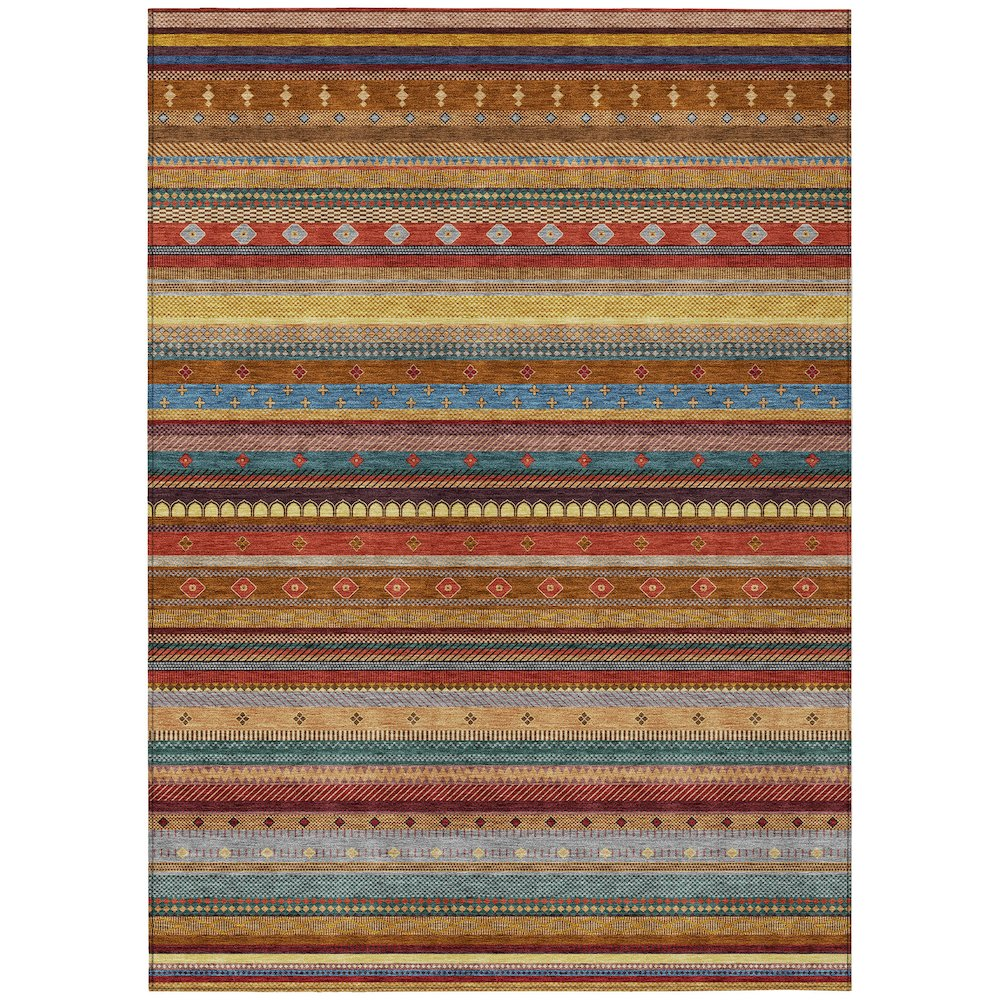 Start2Finish Machine Washable Indoor/Outdoor Chantille ACN2218 Paprika rug, 9x12 feet, with vibrant paprika color and textured pattern.