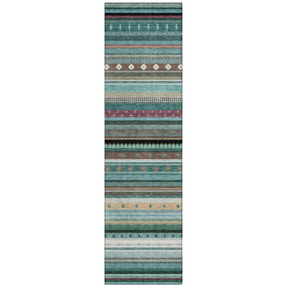 Start2Finish teal indoor/outdoor Chantille rug, machine washable 2&