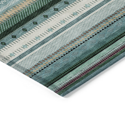 Start2Finish teal indoor/outdoor chantille runner rug, machine washable, 2&