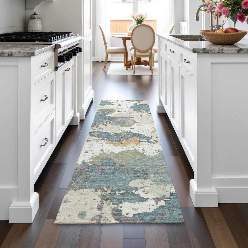 Start2Finish seafoam indoor/outdoor Chantille ACN2217 rug, machine washable 2&