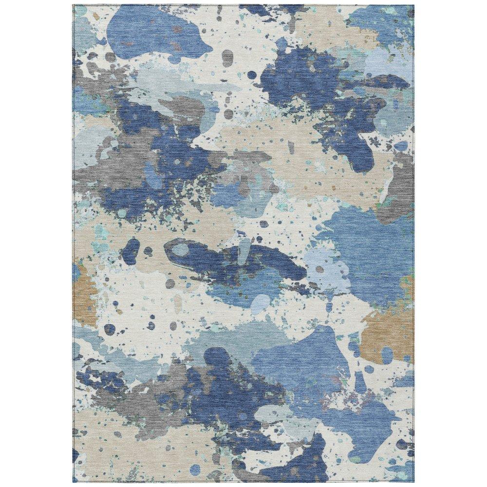 Machine washable Start2Finish indoor/outdoor Chantille ACN2217 denim rug, 10x14 feet, with a textured woven pattern.