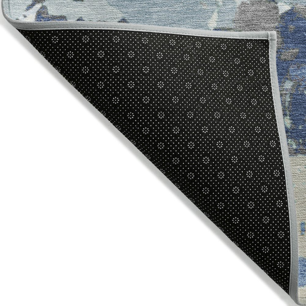 Start2Finish washable indoor/outdoor denim rug, 10x14 feet, featuring chintz pattern and durable construction.