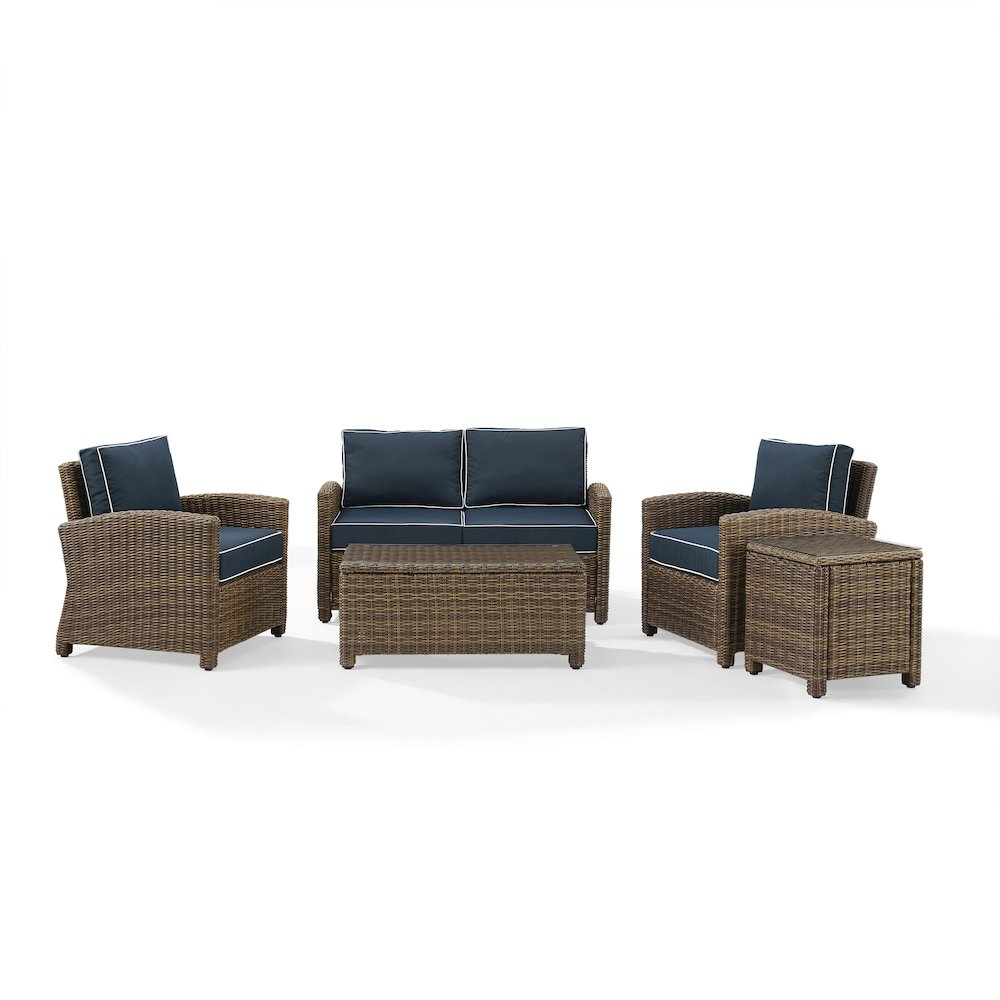 Start2Finish 5-piece outdoor loveseat furniture set with two armchairs, side table, and coffee table, perfect for patio lounging.