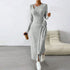 Elegant long dress by Jade Iapetus featuring solid European and Egyptian-inspired sleeve designs and flowing fabric.