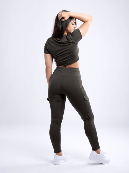 Black Lavender JupiterGear short-sleeve crop top, activewear with a fitted design and breathable fabric, displayed on a white background.