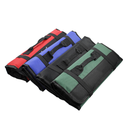 Maroon Asteria portable multifunctional reel type hardware tool bag, tote style with multiple compartments and sturdy handles.