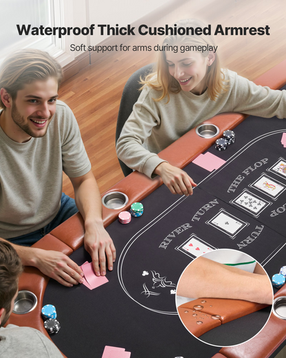 Foldable VEVOR poker table for 8 players with padded rails, cup holders, felt surface, and metal legs for Texas Hold&