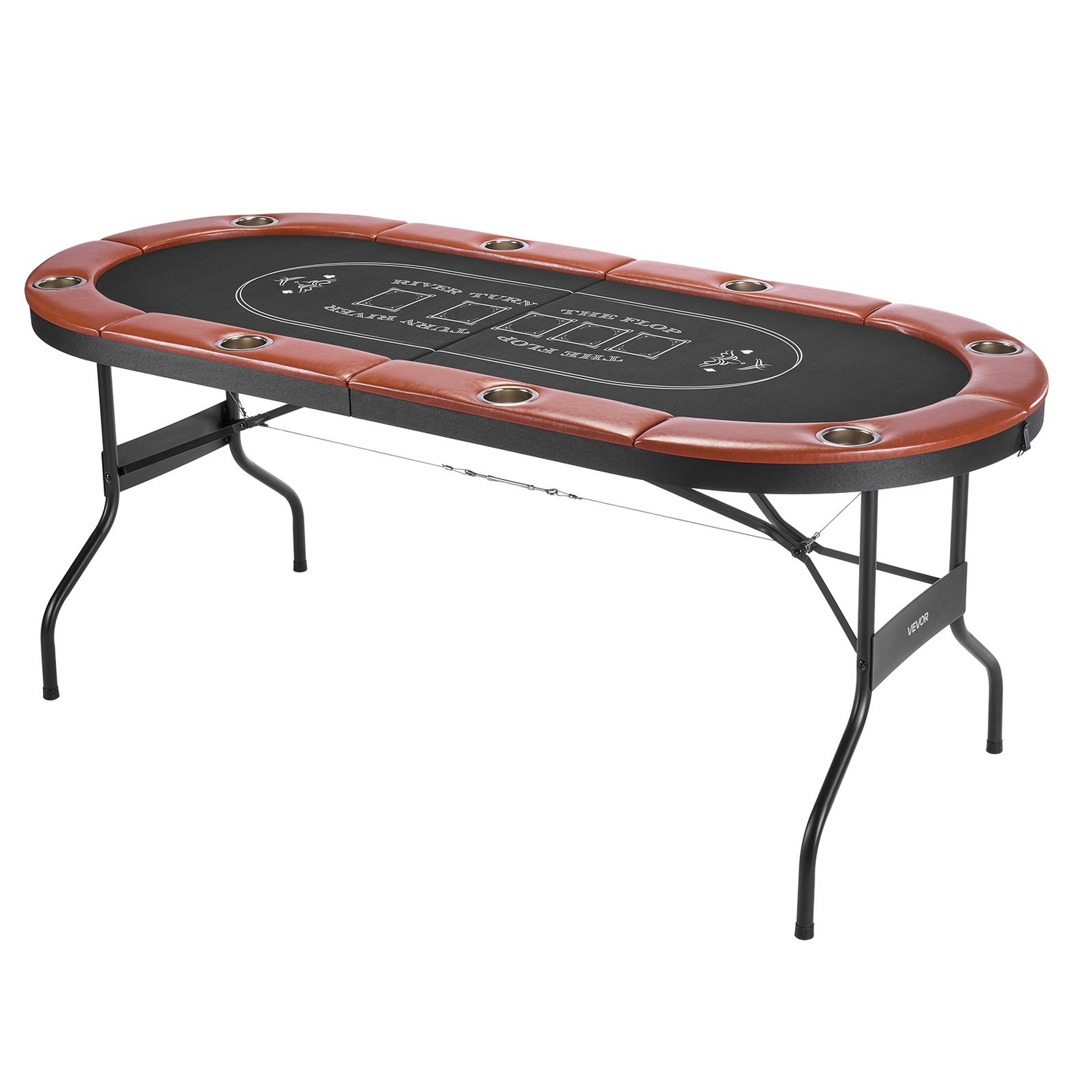 Start2Finish VEVOR foldable poker table with padded rails, cup holders, felt surface, metal legs, for Texas Hold&