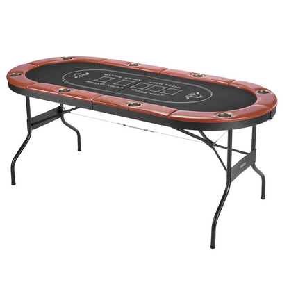 Start2Finish VEVOR foldable poker table with padded rails, cup holders, felt surface, metal legs, for Texas Hold&