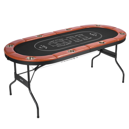 Foldable VEVOR poker table for 8 players with padded rails, cup holders, felt surface, and metal legs for Texas Hold&