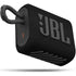 JBL GO 3 portable Bluetooth speaker in sunny yellow with 5W output, compact design, and built-in wireless connectivity.
