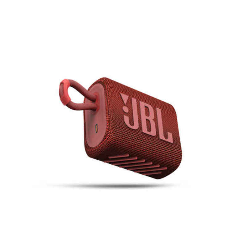 JBL GO 3 portable Bluetooth speaker in sunny yellow, compact design with 5W power for outdoor and indoor music listening.