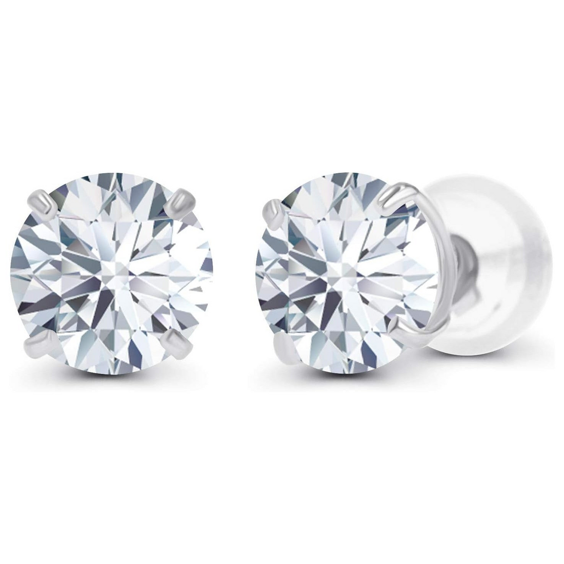 Start2Finish 1.50 CTW lab-grown diamond stud earrings in 14K white or yellow gold with F color, VS clarity, and AGI certification.