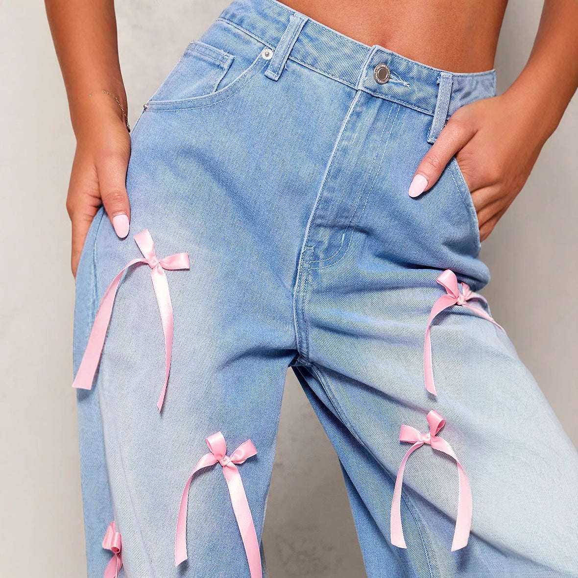 Carmine Juneberry Bow High Waist Wide Leg Jeans in Haute Edition, featuring a high waist, wide legs, and stylish bow detail.