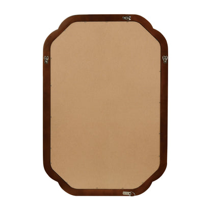 Sangria Beech solid wood frame decorative mirror with rounded corners, ideal for bedroom furniture, hanging on a wall.
