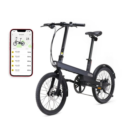 Xiaomi QiCycle C2 electric bike in black with 20-inch wheels and 250W motor, designed for sports and outdoor riding.