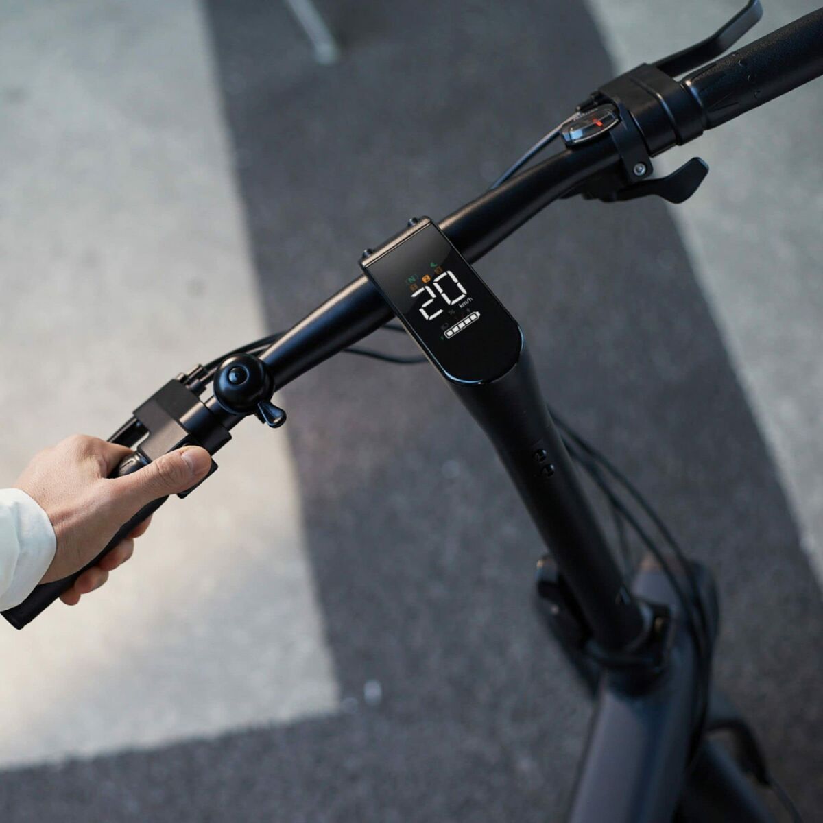 Black Xiaomi QiCycle C2 electric bike with 20-inch wheels and 250W motor, suitable for sports and outdoor activities.