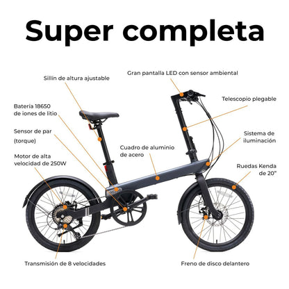 Black Xiaomi QiCycle C2 electric bike with 20-inch wheels and 250W motor, perfect for outdoor sports and commuting.