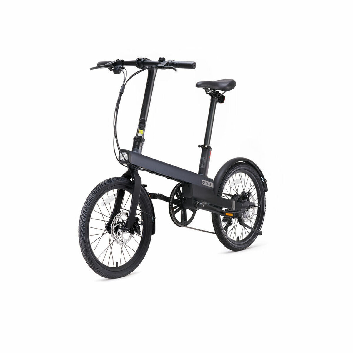 Black Xiaomi QiCycle C2 electric bike with 20-inch wheels and 250W motor, designed for sports and outdoor riding.