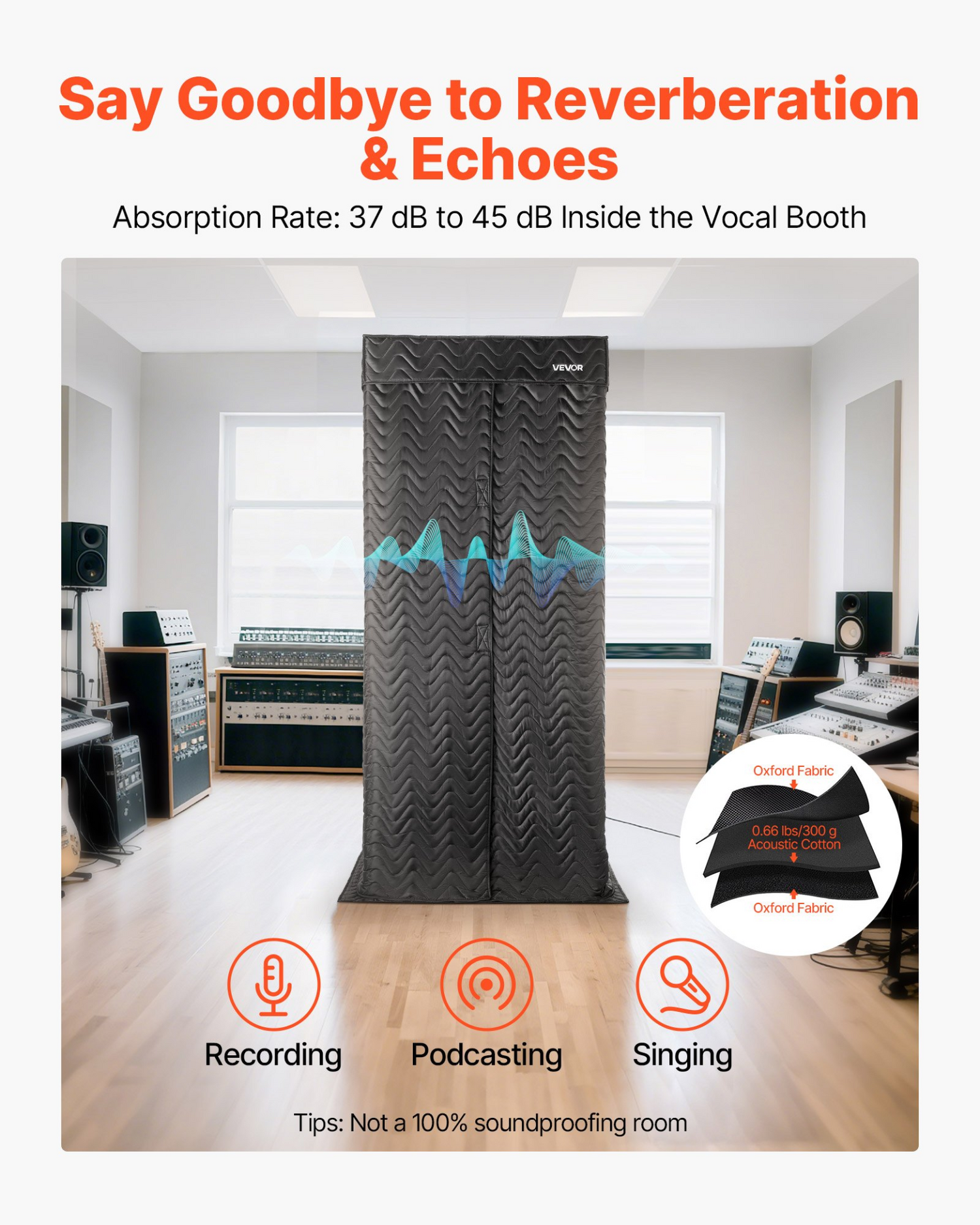 Start2Finish VEVOR portable vocal booth for voiceovers, with compact design and included travel bag for easy transport.