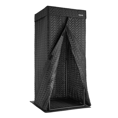 Start2Finish VEVOR 6.56 ft portable vocal recording booth with travel bag for voiceovers and musical instrument sound isolation.