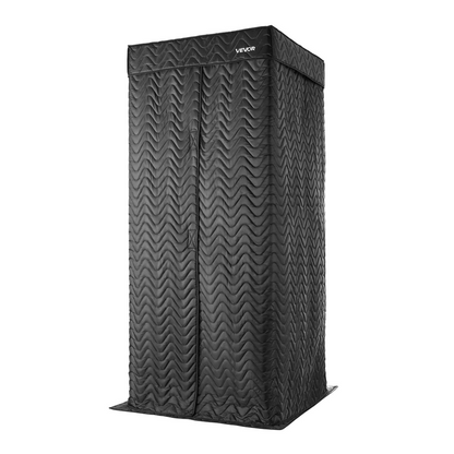 Start2Finish VEVOR 6.56 ft portable vocal booth with travel bag, ideal for voiceovers and recording in a compact, soundproof design.