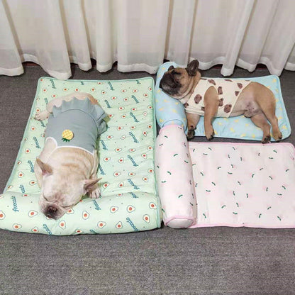Cooling dog mat and pet blanket by Maroon Asteria, breathable and lightweight summer cat bed for comfort and cooling relief.