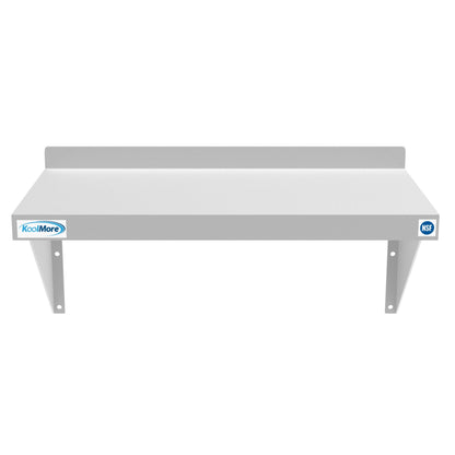 Stainless-steel 12x24-inch heavy-duty wall shelf by Violet Blackhaw, ideal for food and beverage storage in commercial kitchens.