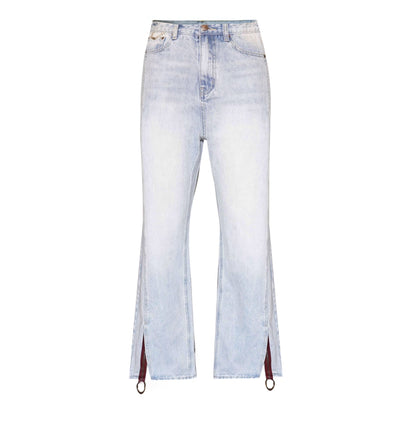 Mauve Daisy Danielle boyfriend jeans for women, relaxed fit denim with classic five-pocket design and distressed details.