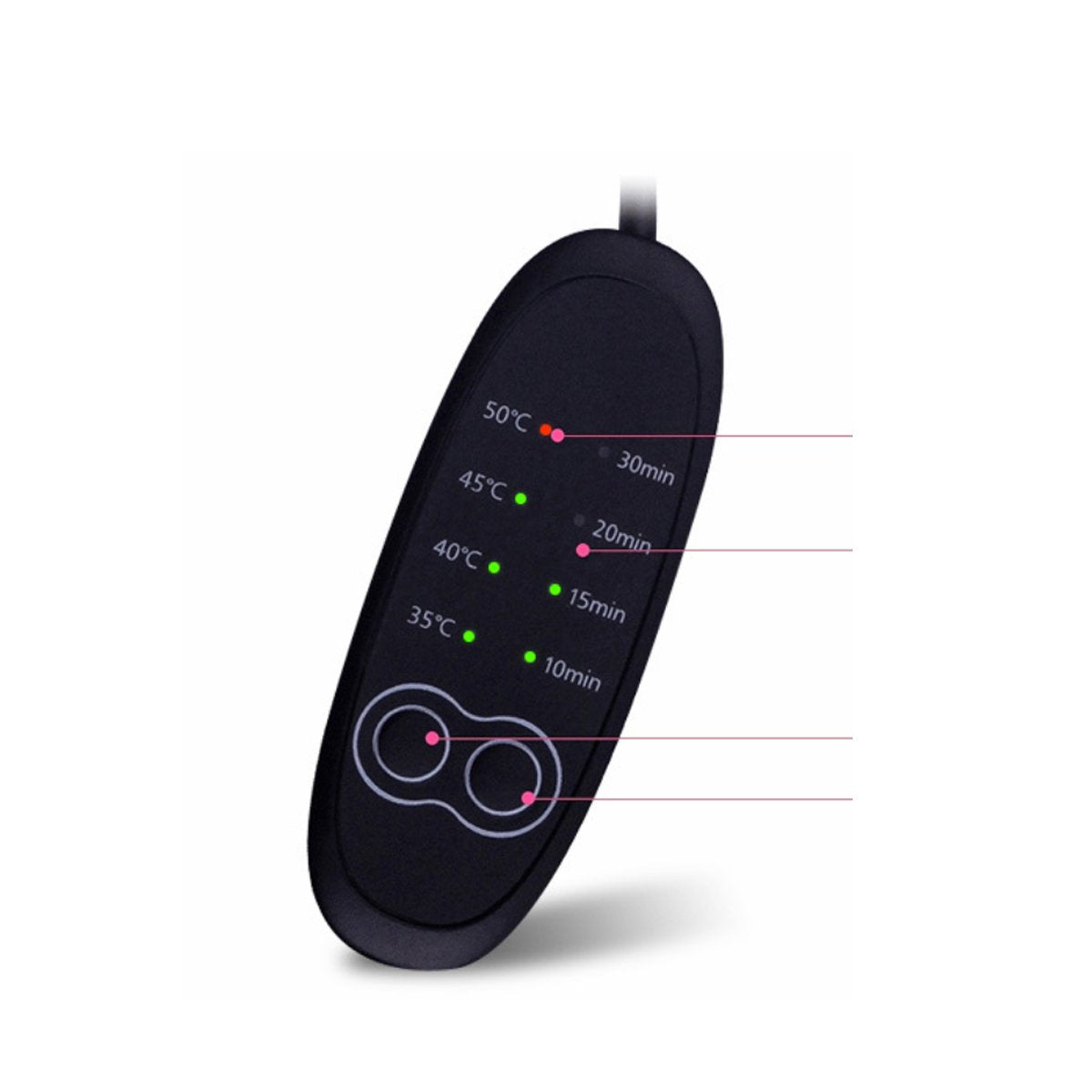Salmon Lucky Visionary Smart Eye Massager Mask showing padded eye cover with control buttons and sleek design.