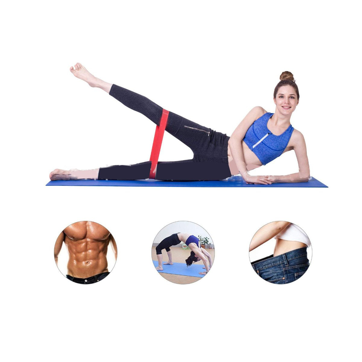 Salmon Lucky Flex and Stretch set of 5 exercise latex bands, versatile tech accessories for fitness and workout routines.