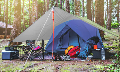 Rainproof camping tarp shelter by Indigo Eurybia, weather-resistant outdoor gear for camping and outdoor adventures.