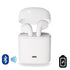 Salmon Lucky dual chamber wireless Bluetooth earphones with charging box, compact tech accessories for hands-free music and calls.