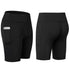 Salmon Lucky All Seasons Yoga Shorts with stretch fabric and built-in phone pocket, designed for comfortable active wear.