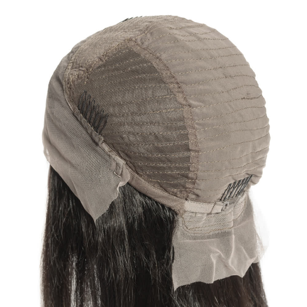 Elite Crown Hair sleek straight bob lace front wig with 13x4 lace, premium human hair, showcasing smooth, natural straight hairstyle.