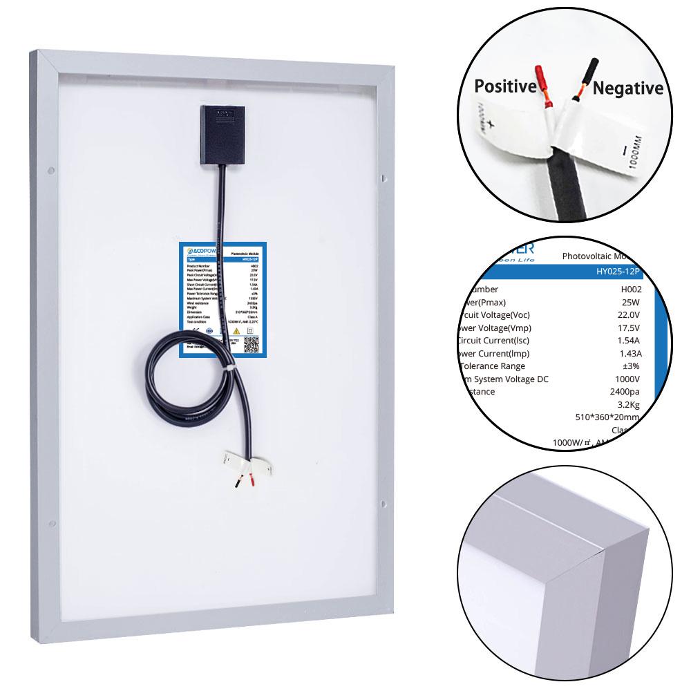 Fuchsia Rose ACOPower 25W off-grid solar kit with 5A charge controller and SAE port, outdoor renewable energy system.