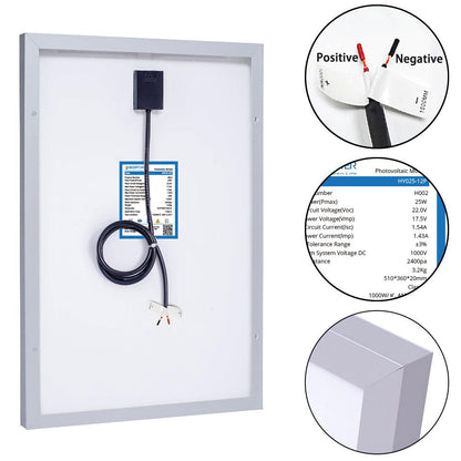 Fuchsia Rose ACOPower 25W off-grid solar kit with 5A charge controller and SAE port, outdoor renewable energy system.